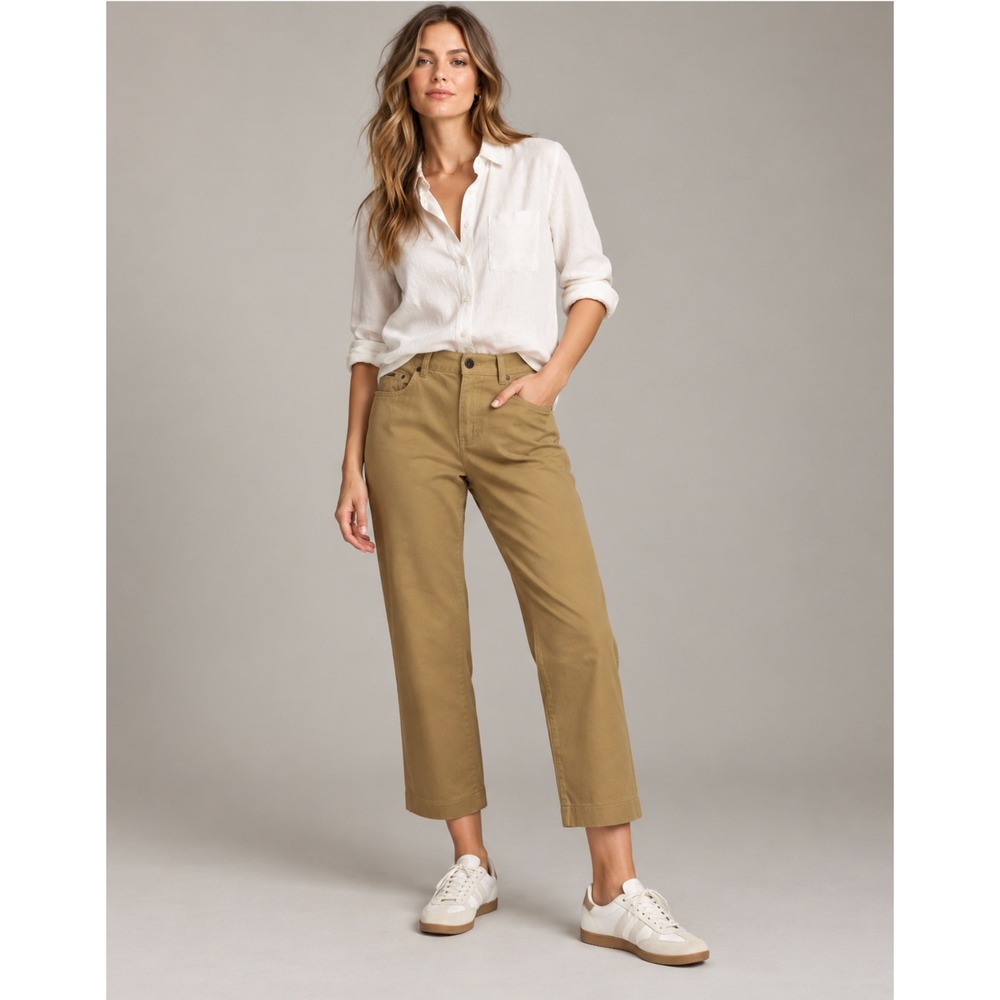 Lauren Ralph Lauren Jeans 16W Crop Khaki Tan Straight Leg Cotton Stretch Classic